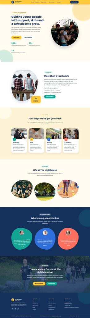 Screenshot of The Lighthouse Youth Trust homepage design